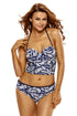 2pcs Lace Up Halter Tankini Swimsuit